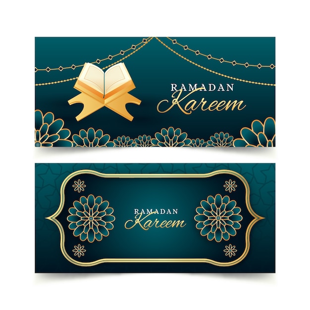 Kostenloser Vektor gradient ramadan horizontale banner gesetzt