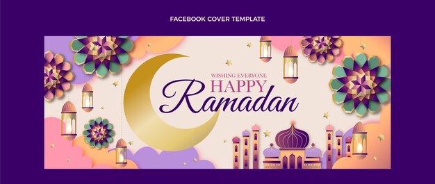 Gradient ramadan social media cover-vorlage