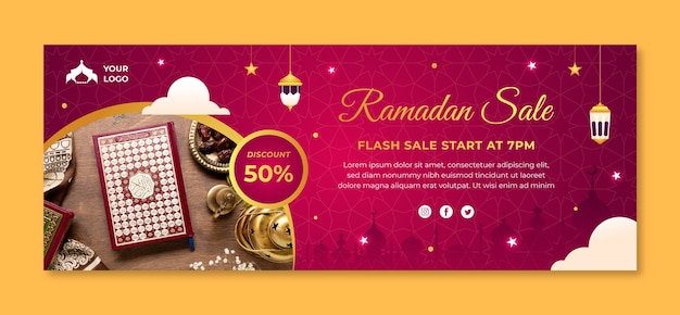 Kostenloser Vektor gradient ramadan social media cover-vorlage