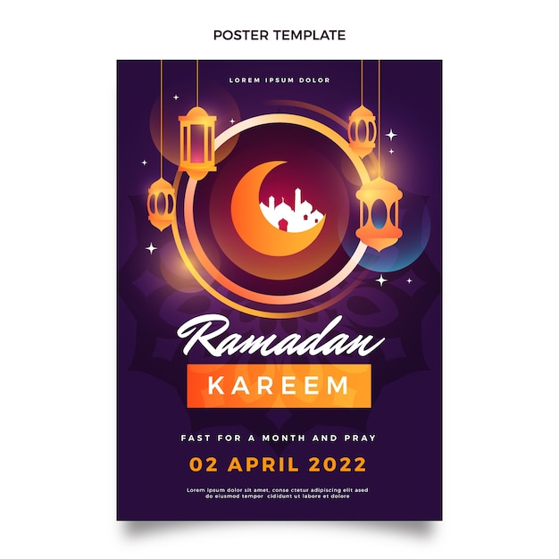 Gradient ramadan vertikale plakatvorlage