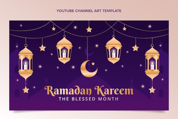 Kostenloser Vektor gradient ramadan youtube-kanalkunst