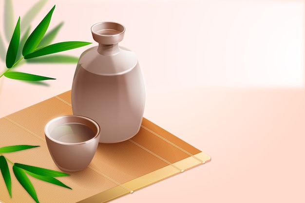 Gradient sake-illustration