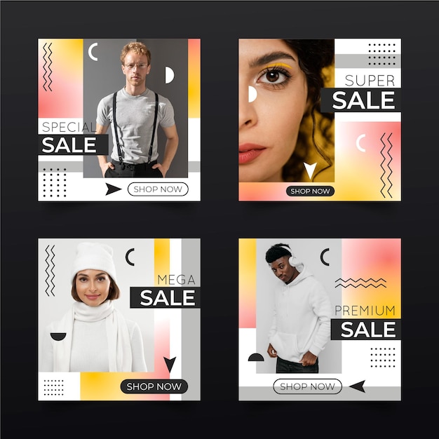 Gradient sale instagram post pack