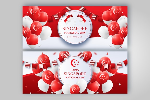 Gradient singapur national day banner set