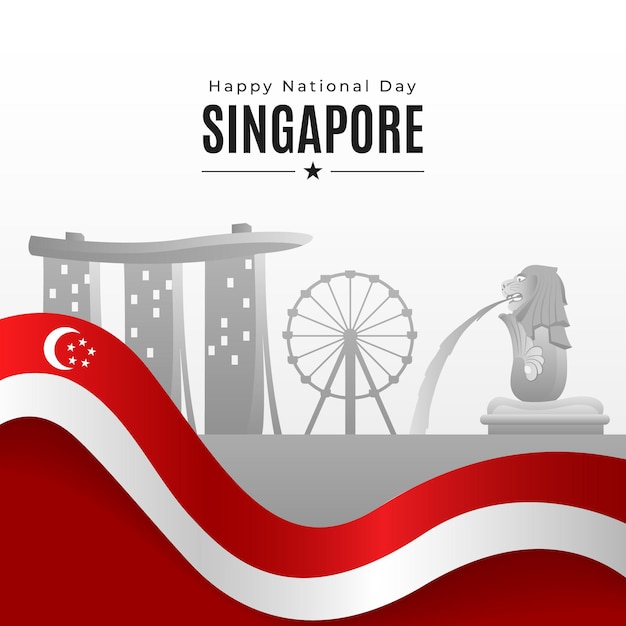 Kostenloser Vektor gradient singapur nationalfeiertag illustration