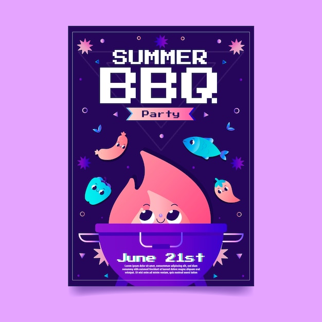 Gradient sommer-barbecue-party-poster-vorlage