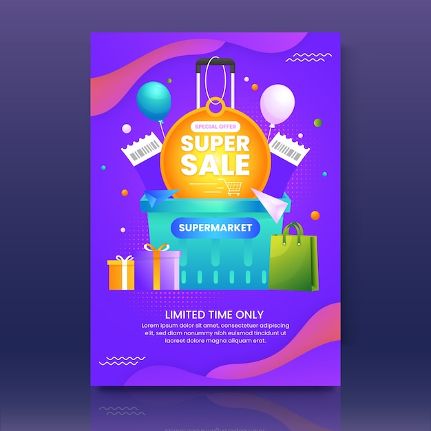 Gradient supermarkt-flyer-design