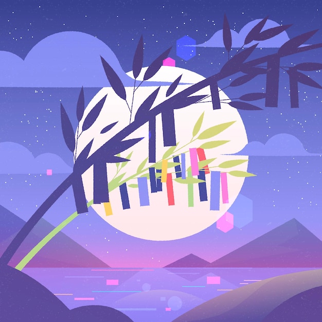 Kostenloser Vektor gradient tanabata illustration