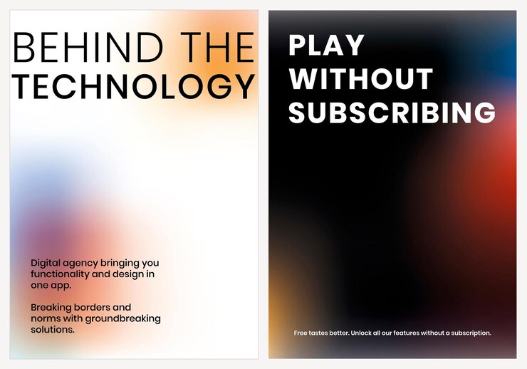 Kostenlose Vektor gradient tech marketing vorlage vektor poster doppelset
