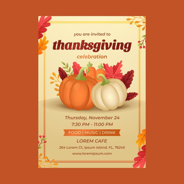 Gradient Thanksgiving-Einladungsvorlage