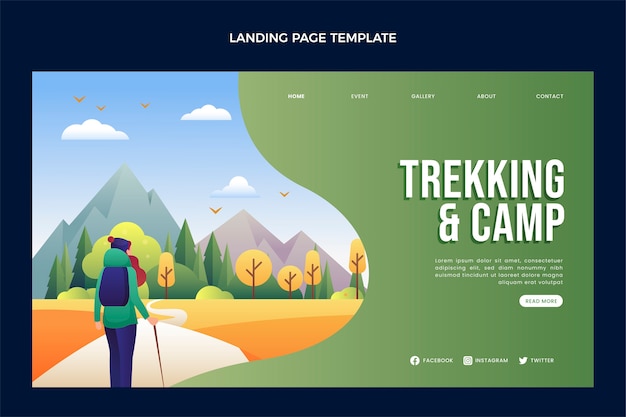 Kostenloser Vektor gradient trekking landingpage