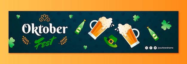 Gradient-twitch-banner-vorlage für das oktoberfest-festival