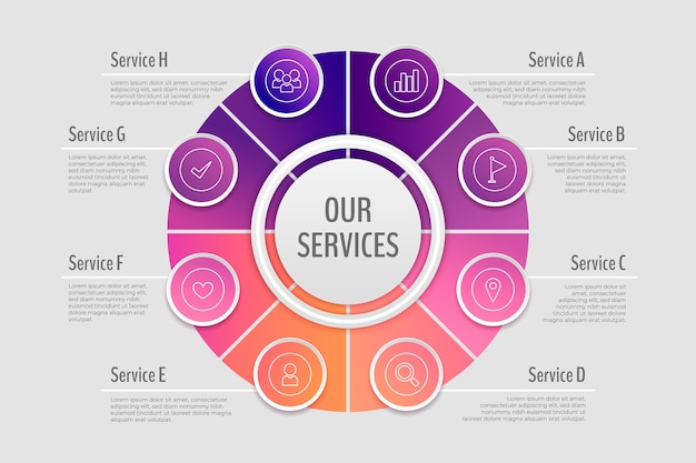 Kostenloser Vektor gradient unserer service-infografik-vorlage