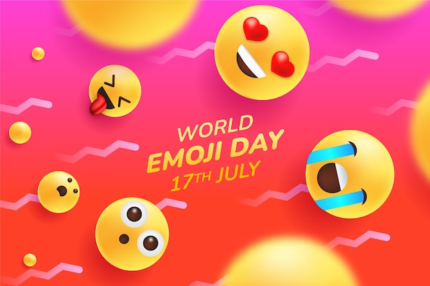 Gradient Welt Emoji Tag Hintergrund mit Emoticons