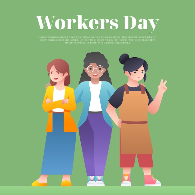 Gradient worker day illustration