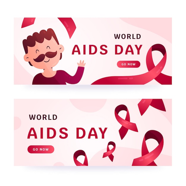 Gradient world aids day horizontale banner eingestellt