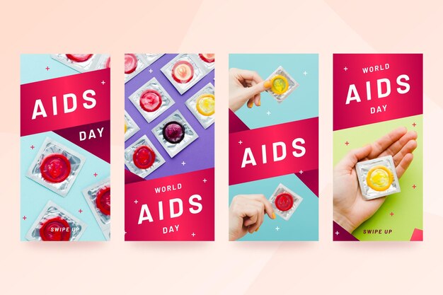 Gradient World Aids Day Instagram-Geschichtensammlung