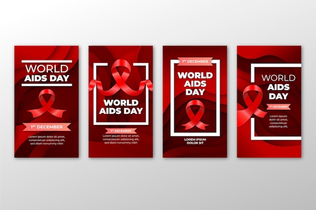 Kostenloser Vektor gradient world aids day instagram-geschichtensammlung