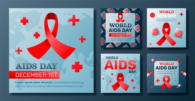 Kostenloser Vektor gradient world aids day instagram posts sammlung