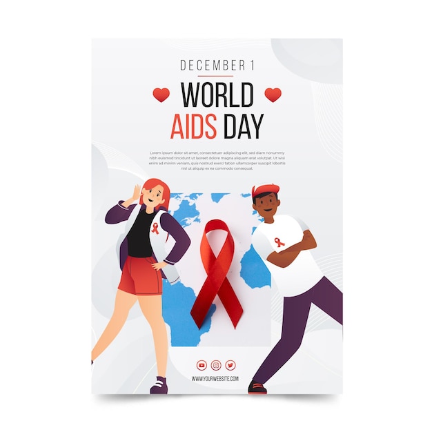 Gradient world aids day vertikale postervorlage