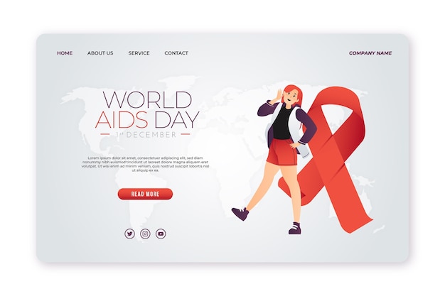 Kostenloser Vektor gradient world aids day zielseitenvorlage