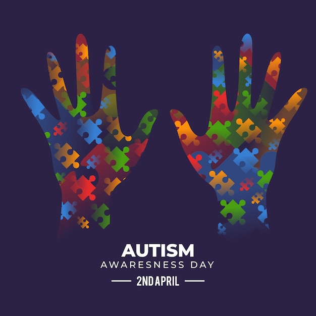 Kostenloser Vektor gradient world autism awareness day illustration mit puzzleteilen