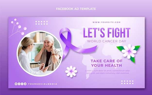 Kostenloser Vektor gradient world cancer day social media promo-vorlage