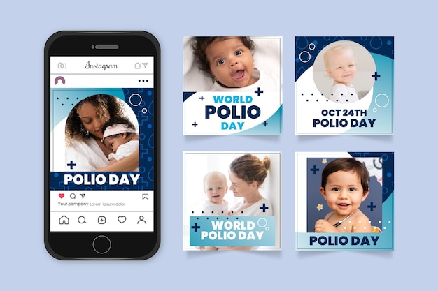 Gradient World Polio Day Instagram Posts Sammlung