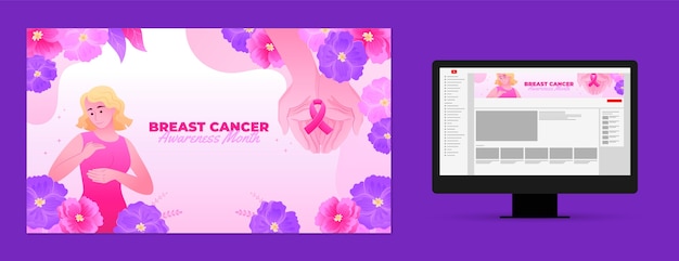 Gradient-YouTube-Kanalkunst für den Brustkrebsbewusstseinsmonat