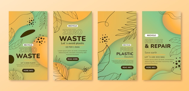 Gradient zero waste instagram story collection