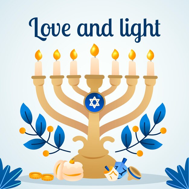 Kostenloser Vektor gradiente hanukkah-illustration