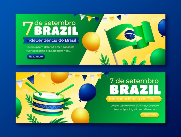 Gradiente horizontale bannervorlage für die feier des brasilianischen unabhängigkeitstages