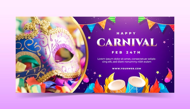 Gradiente horizontale bannervorlage für karnevalsfeiern