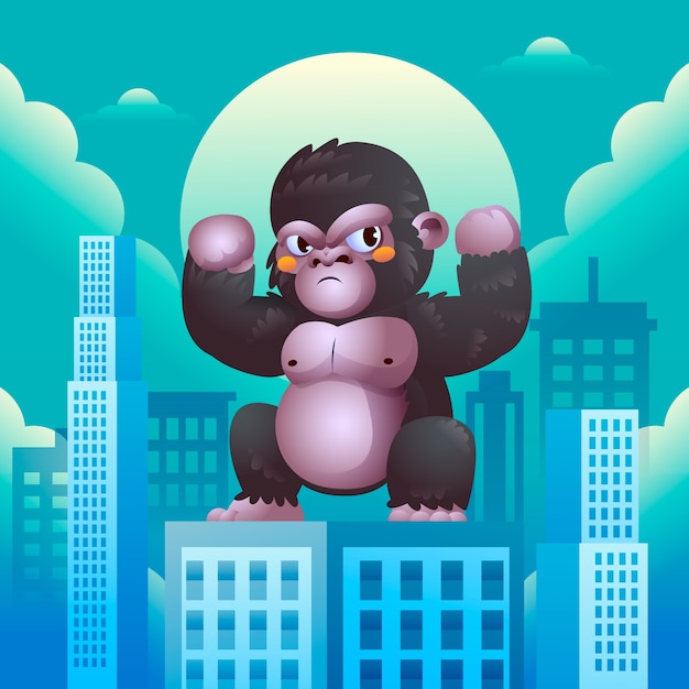 Kostenloser Vektor gradiente riesige gorilla-illustration