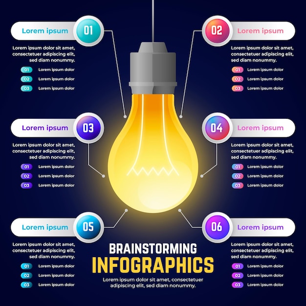 Kostenloser Vektor gradienten-brainstorming-infografiken