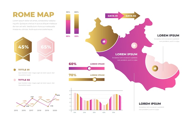 Kostenloser Vektor gradienten rom stadtplan infografiken