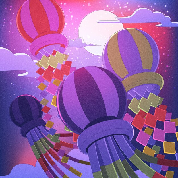 Gradienten-Tanabata-Illustration mit Ornamenten