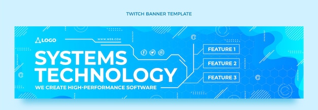 Kostenloser Vektor gradiententechnologiesysteme im banner verlinkt