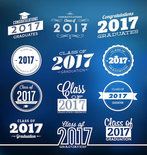 Kostenloser Vektor graduierung 2017 typografische entwürfe