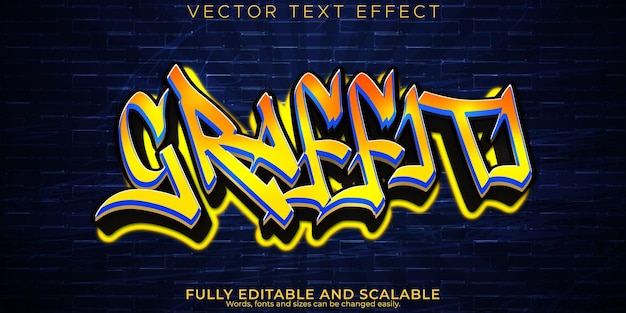 Kostenloser Vektor graffiti-texteffekt bearbeitbarer spray- und straßentextstil