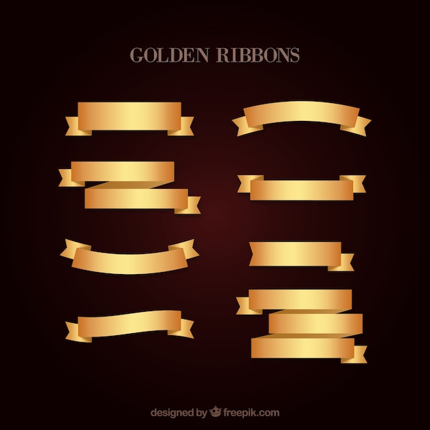 Kostenloser Vektor grafik golden ribbons set