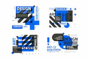 Kostenloser Vektor grafikdesign-etiketten verpacken im geometrischen stil
