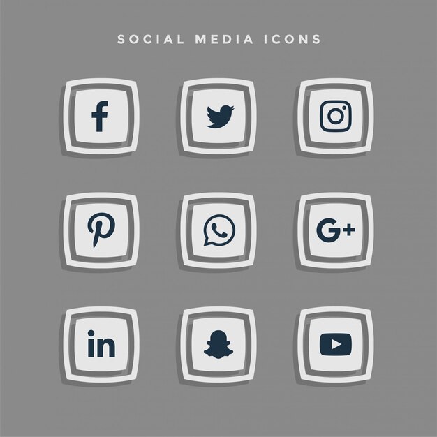 Graue Social Media Icons Set