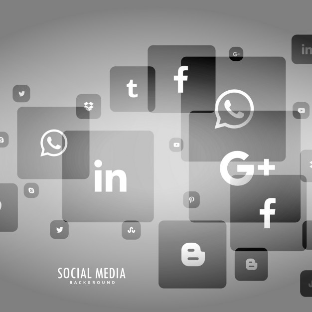 Kostenlose Vektor grauen hintergrund von social-media-logo