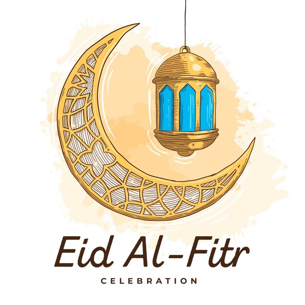 Kostenloser Vektor gravur handgezeichnete eid al-fitr - hari raya aidilfitri illustration