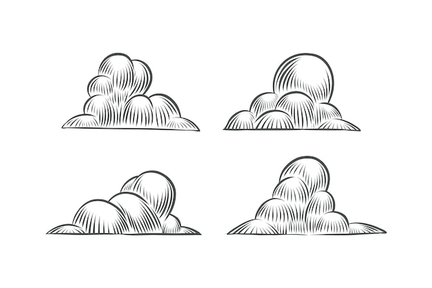 Gravur handgezeichnete wolkensammlung