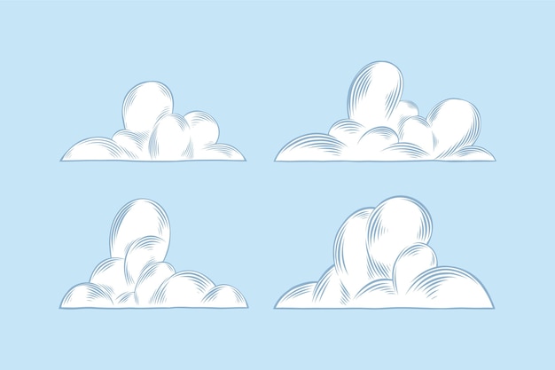 Gravur handgezeichnete Wolkensammlung