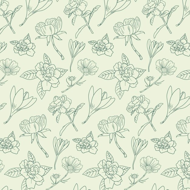 Gravur handgezeichnetes botanisches Muster