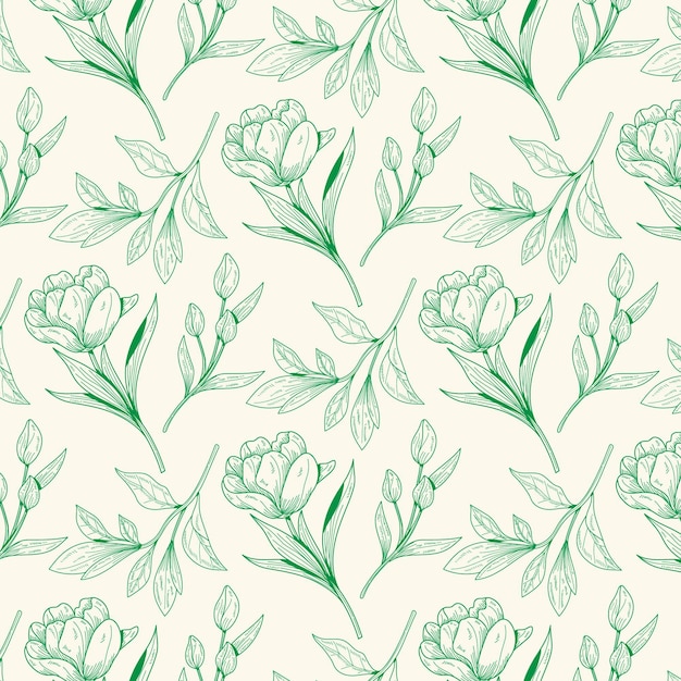 Gravur handgezeichnetes botanisches Muster