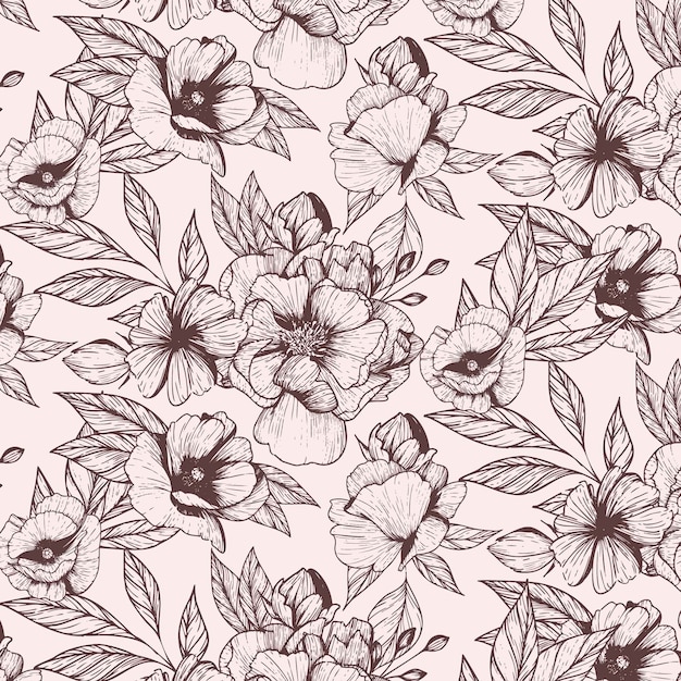 Gravur handgezeichnetes botanisches Muster